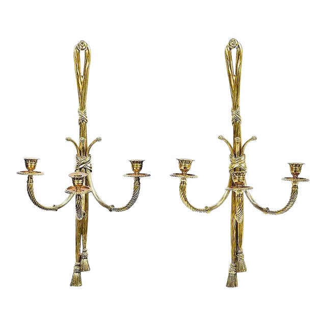 Late 20th Century Large Pair of Louis XVI Style Sconces For Sale
