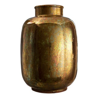 Golden Vase in Glazed Ceramic by Riccardo Gatti For Sale