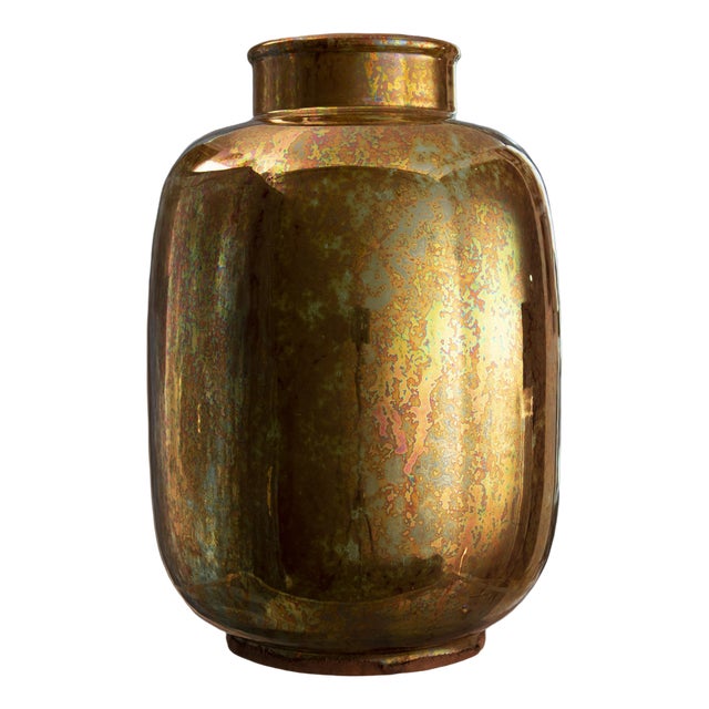 Golden Vase in Glazed Ceramic by Riccardo Gatti For Sale