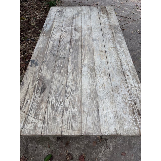 Alabaster Early 20th Century Primitive Harvest Table For Sale - Image 8 of 9