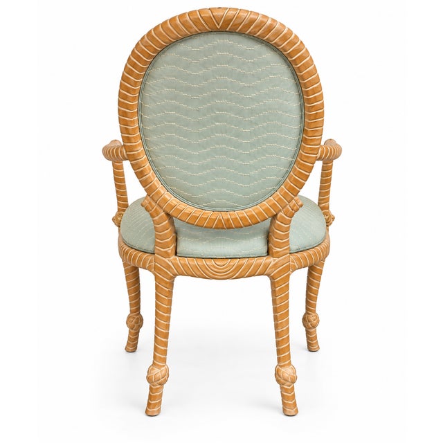 1970s French Napoleonic Style Carved Maple Rope Bergere Chairs - Pair For Sale In Atlanta - Image 6 of 7