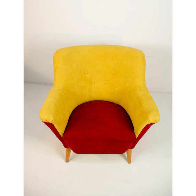 Red Club Armchair in Red and Yellow, 1930s For Sale - Image 8 of 10