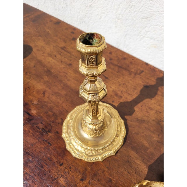Candleholders in Mercury-Gilt Bronze, Set of 2 For Sale - Image 3 of 15