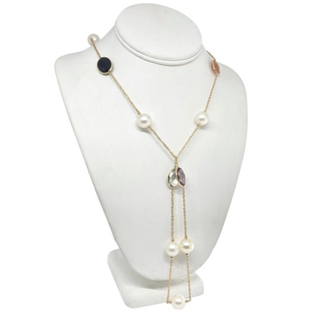White South Sea Pearl Quartz Necklace 14k Gold Certified For Sale - Image 8 of 8