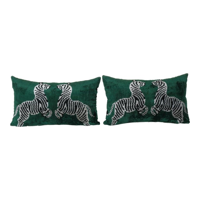 Zebra Silk Ikat Velvet Pillow Cover a Pair Chairish
