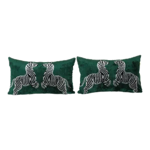 Zebra Silk Ikat Velvet Pillow Cover - a Pair