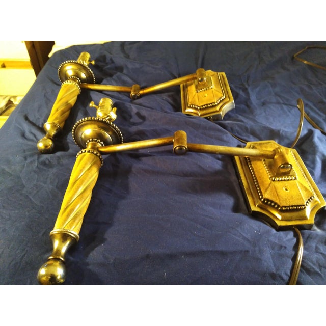 1970s Hollywood Regency Swing Arm Wall Sconces - a Pair For Sale - Image 4 of 13