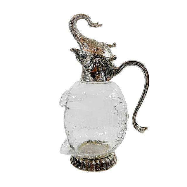 French 1950's French Silver Plate & Glass Elephant Decanter For Sale - Image 3 of 5