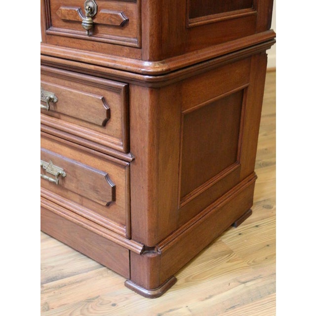 19th Century Victorian Marble Top Mirror Back Carved Walnut Gentleman's