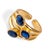 Contemporary Trio Sapphire Gemstone & Gold Stylish Adjustable Cocktail Ring For Sale - Image 3 of 5