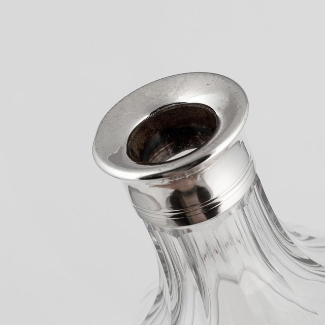 French Silver & Cut Glass Decanter For Sale - Image 3 of 14