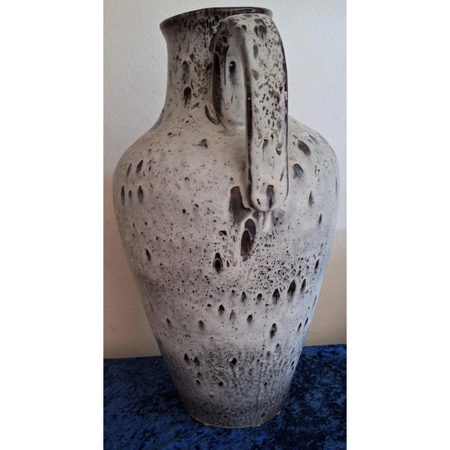 Large Vintage German Ceramic Vase with Grey Glaze, 1970s, in Very Good conditions. Designed 1970 to 1979