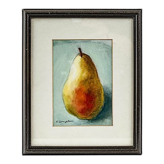 Original Mix Media Painting of a Pear by Artist K. Compton For Sale