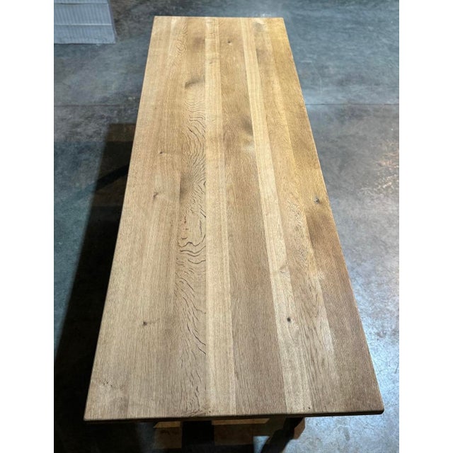 Large Bleached Oak Farmhouse Dining Table, 1920s For Sale - Image 10 of 18