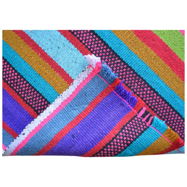 Bright Multi Color Striped Turkish Rug, 5'6x8'6 Authentic Village Kilim, Mid Century Modern Home Decor For Sale - Image 11 of 12