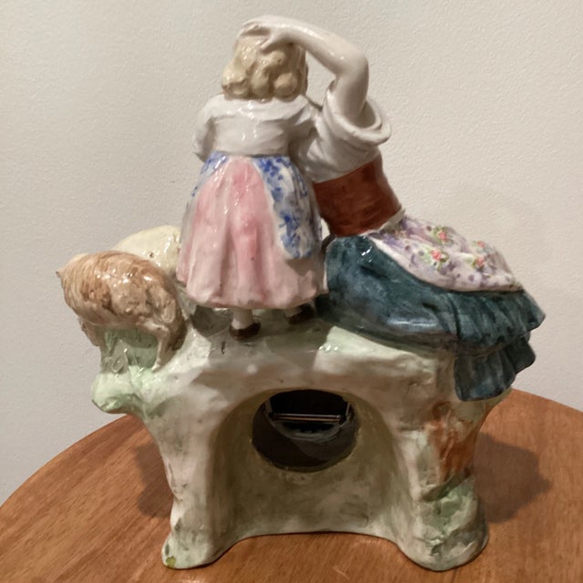 Late 19th Century Antique German Porcelain Figural Mantel Clock 19th Century For Sale - Image 5 of 13