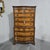 Top quality oak lined Queen Anne serpentine chest on chest of nine drawers, original locks, burr walnut with brass plate...