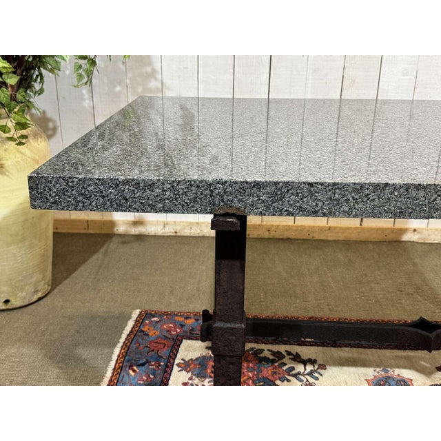 Metal Marble Table with Cast Iron Base For Sale - Image 7 of 18