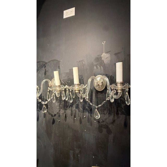 Edward F. Caldwell & Co. 1900s Caldwell Crystal Sconces 2 Lights - a Pair For Sale - Image 4 of 10