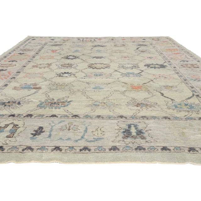 Contemporary Vintage Modern Turkish Oushak Rug - 10'04 X 14'05 For Sale - Image 3 of 10