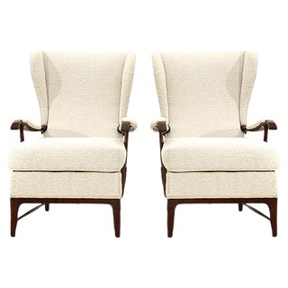 Armchairs in Ivory White Fabric from Framar, 1950s, Set of 2 For Sale