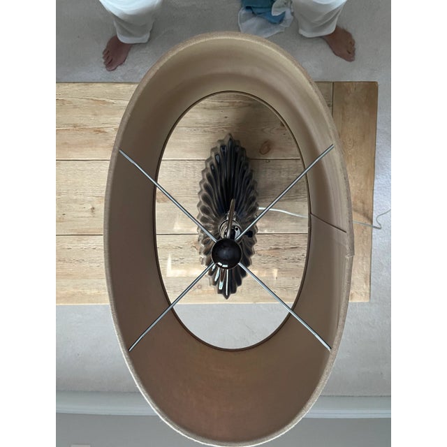 Textile Tanner Kenzie Ceramic Earth Tone Table Lamp With Shade For Sale - Image 7 of 9