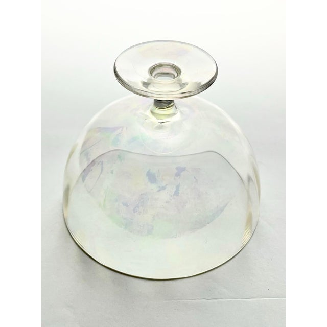 Glass 1970s 7 Lustre Iridescent Rainbow Pearl Optic Coupe Champagne Glasses For Sale - Image 7 of 7