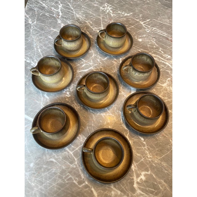 Vintage Set of 8 Denby stoneware. Denby is made in England and is fully vitrified which gives it strength, durability, and...