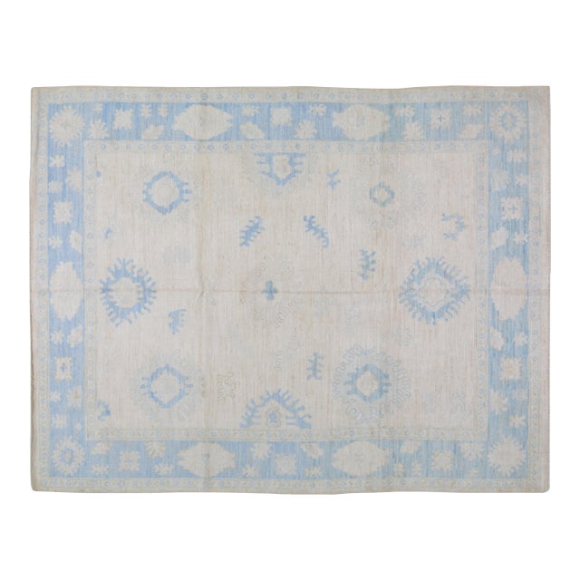 Early 21st Century Turkish Oushak Hand Knotted Rug With Natural Color Organic Wool and Soft Texture,8'X10'2" For Sale