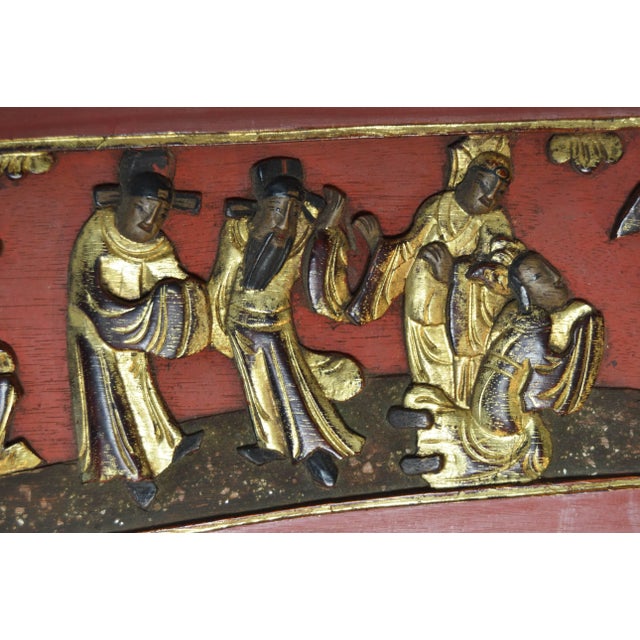 Wood Antique Chinese Hand-Carved Wooden Sign For Sale - Image 7 of 11