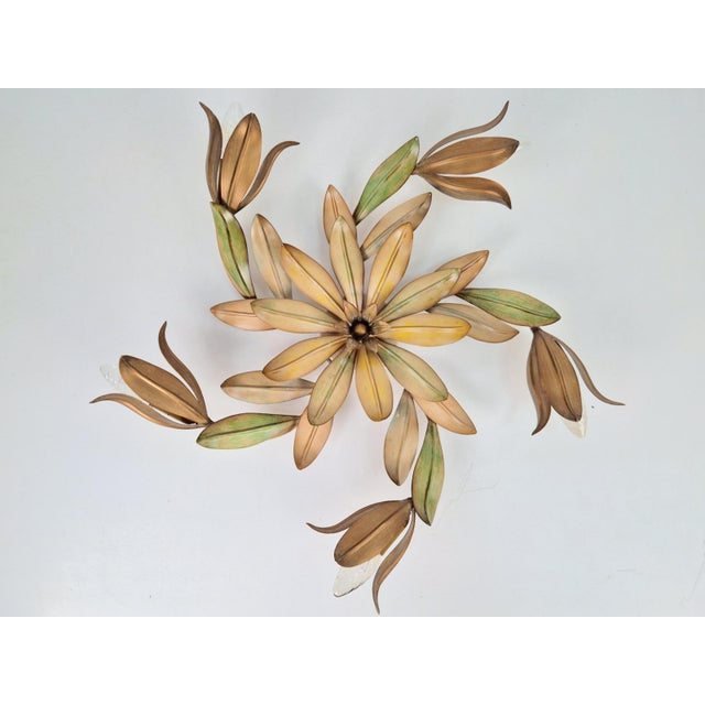 Vintage Flowers Metal Ceiling Lamp ,France, 1960s For Sale - Image 9 of 9