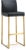 Denmark Black Vegan Leather & Gold Steel Bar Stools - Set of 2 For Sale - Image 11 of 12