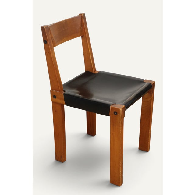 Vintage S24 Chair in Elm and Black Leather by Pierre Chapo, 1970 For Sale - Image 4 of 18