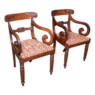 Pair of Antique Morning Room Elbow Chairs, English, Reception Seat, William IV For Sale