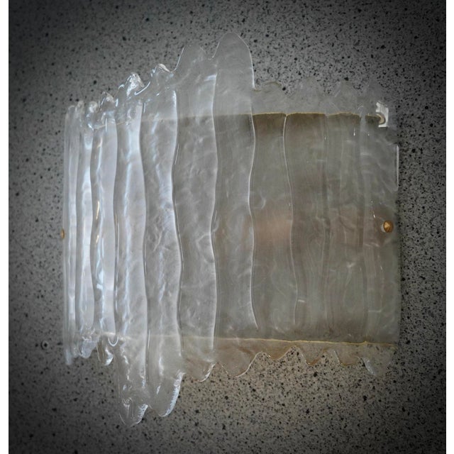 Metal Vintage Art Deco Murano Art Glass Sand Blasted Wall Light, 2000 For Sale - Image 7 of 10
