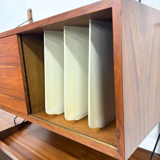 1960s Scandinavian Royal Two Bay Wall Unit System Record Cabinet For Sale In San Diego - Image 6 of 13
