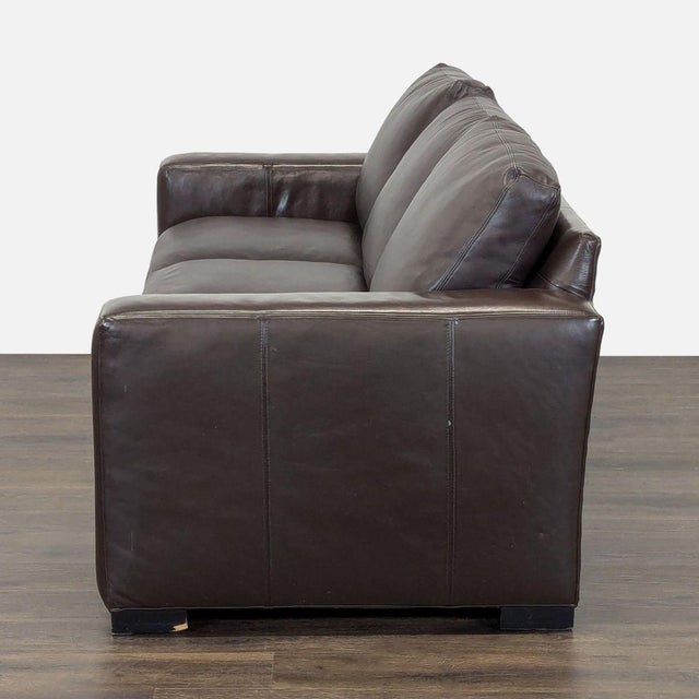 Modern Room & Board Brown Leather Sleeper Sofa With Pull-Out Bed For Sale - Image 3 of 12