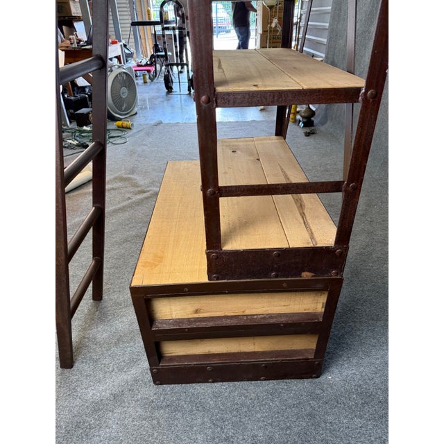 Restoration Hardware Dutch Shipyard Tower Shelving With Ladder For Sale - Image 13 of 17