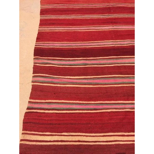 Burgundy Mid 20th Century Moroccan Flat-Weave Vintage Rug For Sale - Image 8 of 11