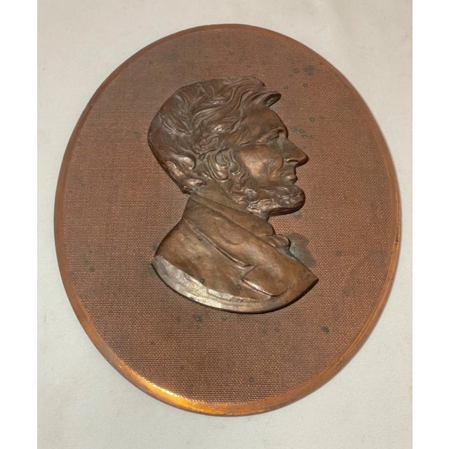 Antique 1800's Realistic Bronze Abraham Lincoln President Wall Plaque Medallion For Sale - Image 9 of 9