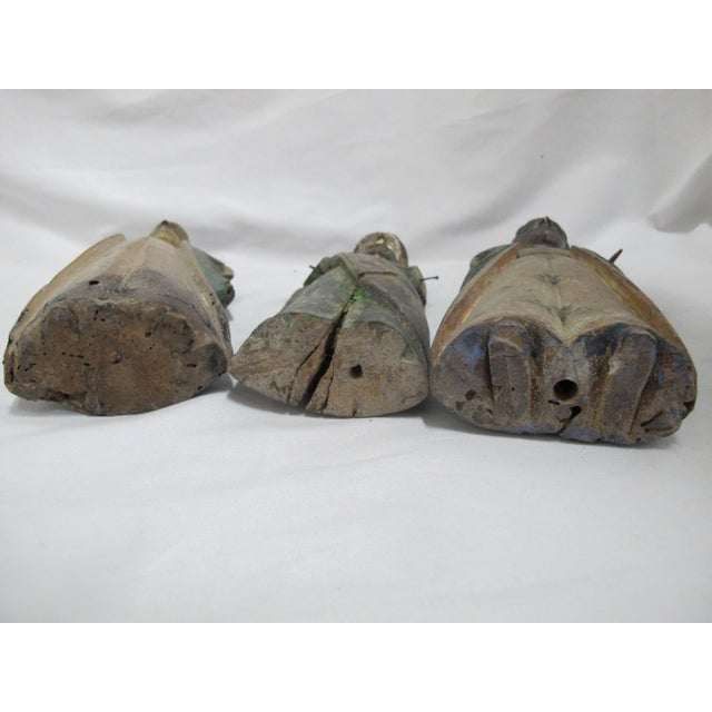 19th Century Spanish Colonial Santos Polychrome Carved Wood Saint & Jesus Icon Set of 3 For Sale - Image 5 of 14