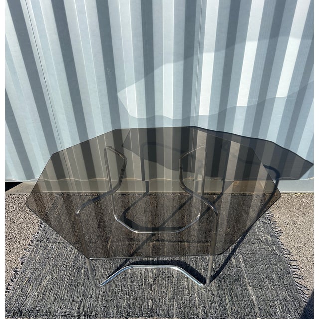 Vintage Table in Glass and Metal, 1970 For Sale - Image 9 of 11