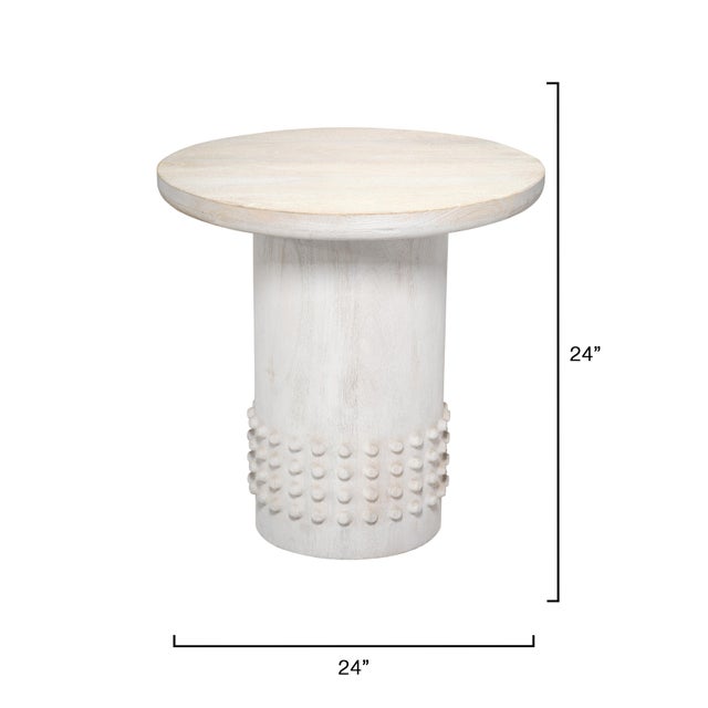 Contemporary Studded Side Table, White Washed Wood For Sale - Image 3 of 7