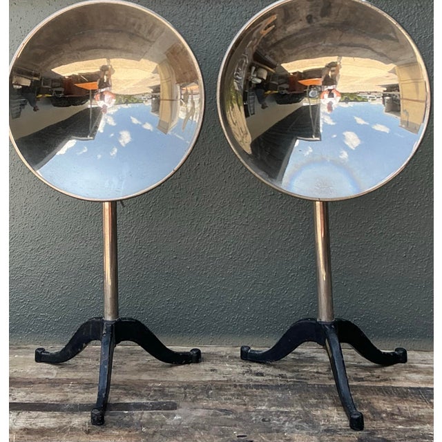 Metal Vintage Ventral Scientific Company Machine Age Labratory Industrial Reflectors - A Pair For Sale - Image 7 of 12