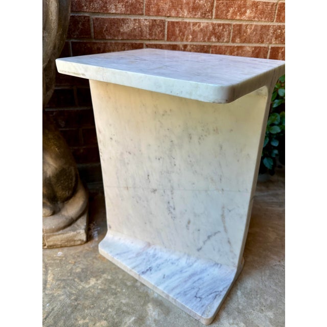 Vintage Modern Solid Italian Marble Side Table For Sale In Houston - Image 6 of 8