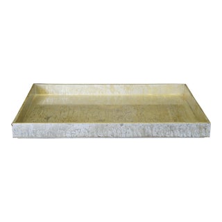 Studio Home Bar Champagne Silver Leaf Rectangular Serving Tray For Sale