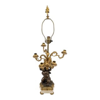 Antique French Louis XVI Style Figural Candelabra Table Lamp For Sale