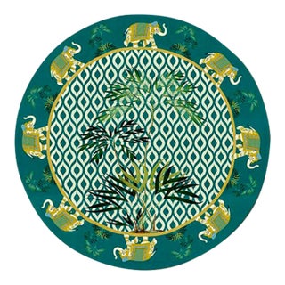 Italian Dark Green Placemat With Elephants For Sale