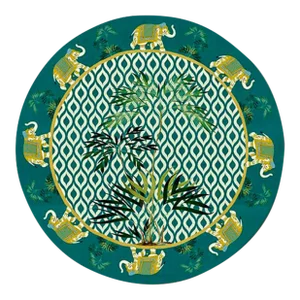 Italian Dark Green Placemat With Elephants