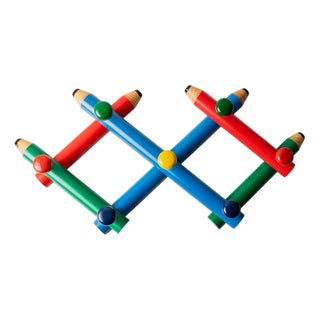 Postmodern Extendable Pencil Coat Rack with 7 Knobs by Pierre Sala, 1980s For Sale